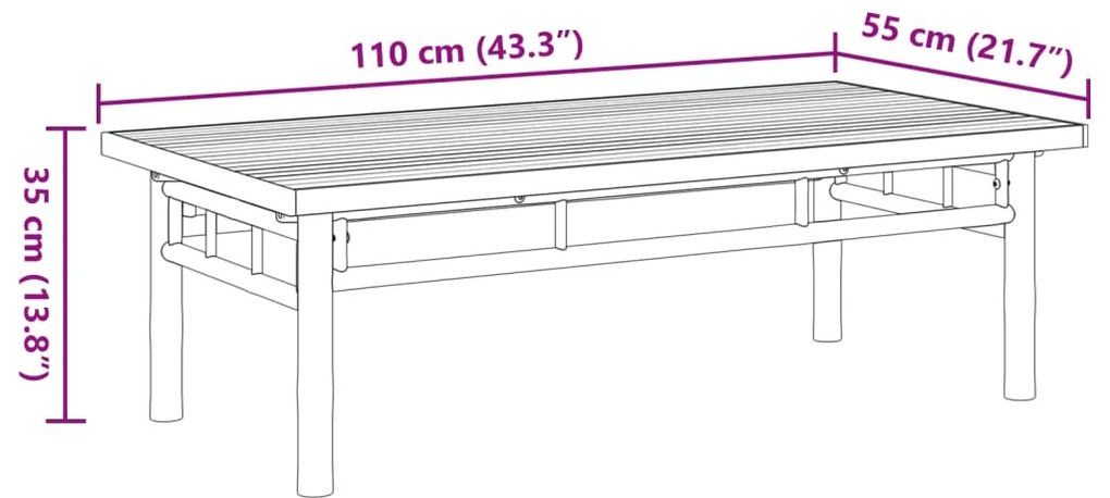 Mesa de centro 110x55x35 cm bambu