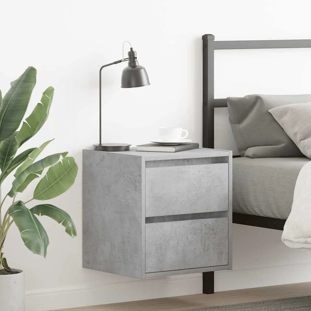 vidaXL Mesa de cabeceira de parede 38x34x40 cm cinza cimento