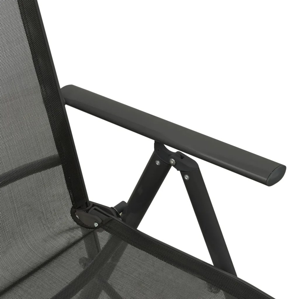 Cadeiras de jardim reclináveis 2 pcs textilene e alumínio preto