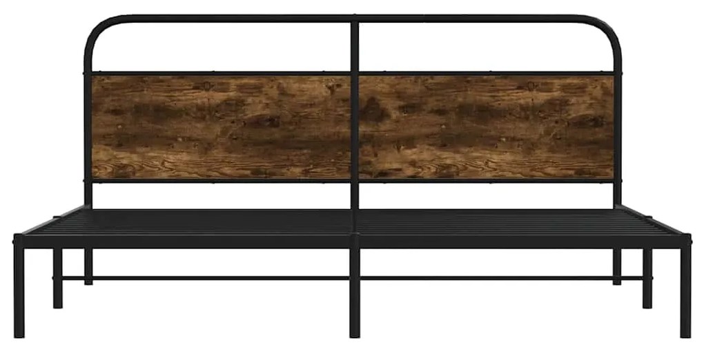 Estrutura de cama sem colchão 180x200cm metal carvalho fumado