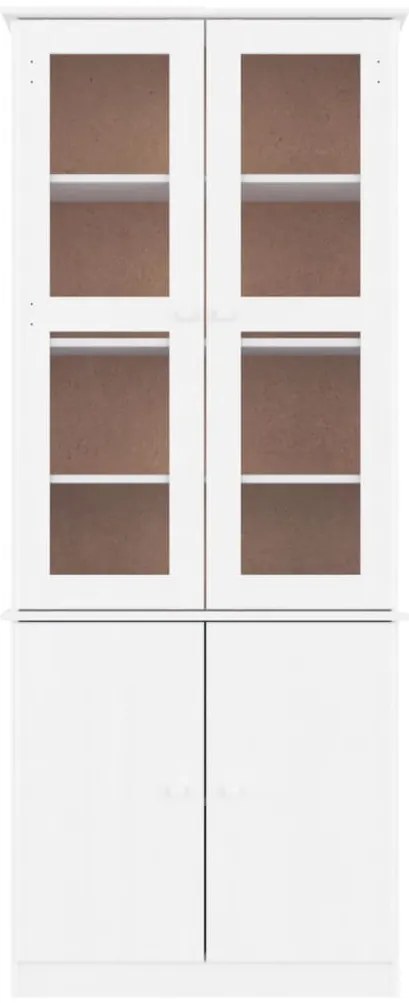 Expositor portas vidro ALTA 77x35x186,5 cm pinho maciço branco