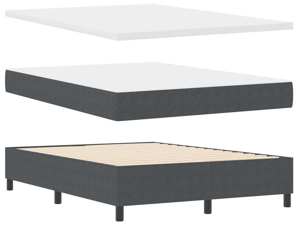 Cama Box com Colchão Cinza Escuro 160x200 cm Tecido de Veludo Cotelê