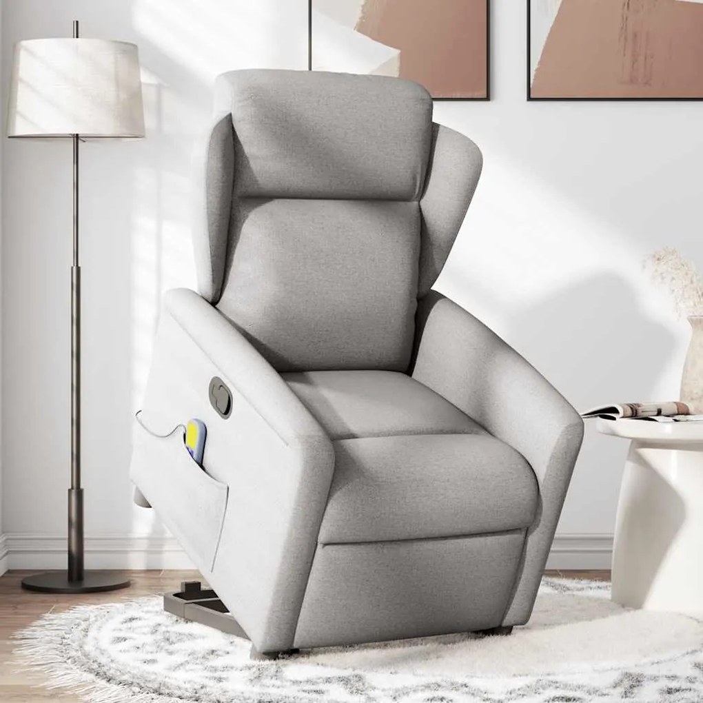 Poltrona elevatória de massagens tecido cinzento-nublado