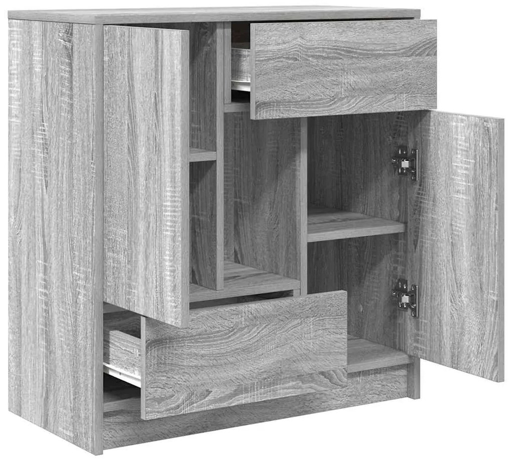 Aparador c/ gavetas e portas 70,5x34x74,5 cm sonoma cinzento