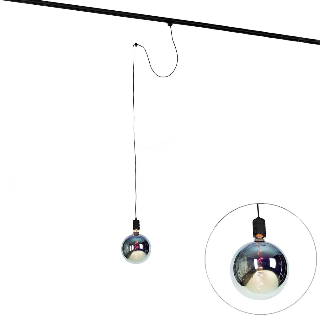 Candeeiro de suspensão com trilho de suspensão preto incl. LED G200 - Cavalux Industrial