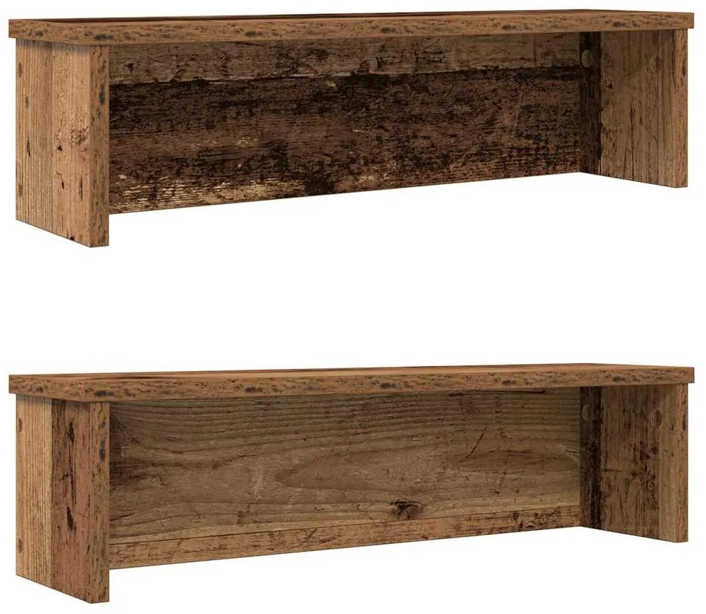 vidaXL Racks de cozinha empilhável 2 pcs madeira velha 60x15x16 cm