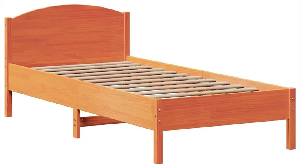 Cama com estante sem colchão 75x190cm pinho maciço castanho-mel
