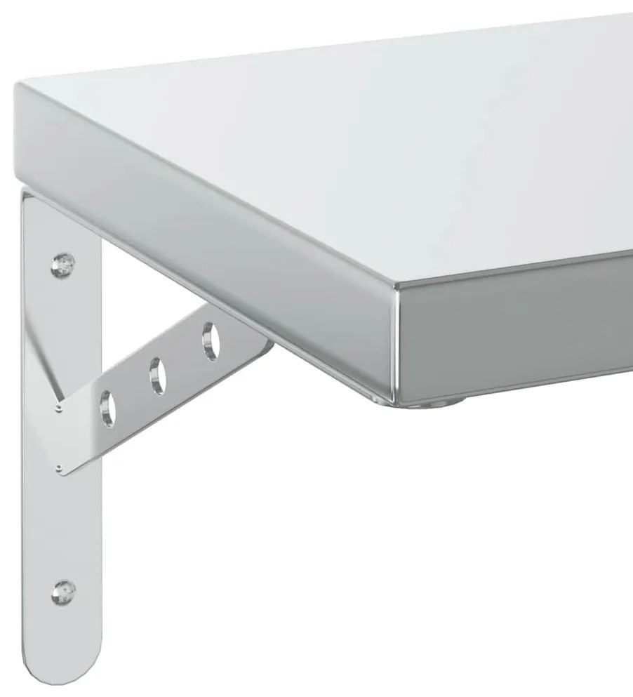 Prateleiras de parede 2 pcs 50x23,5 cm aço inoxidável prateado