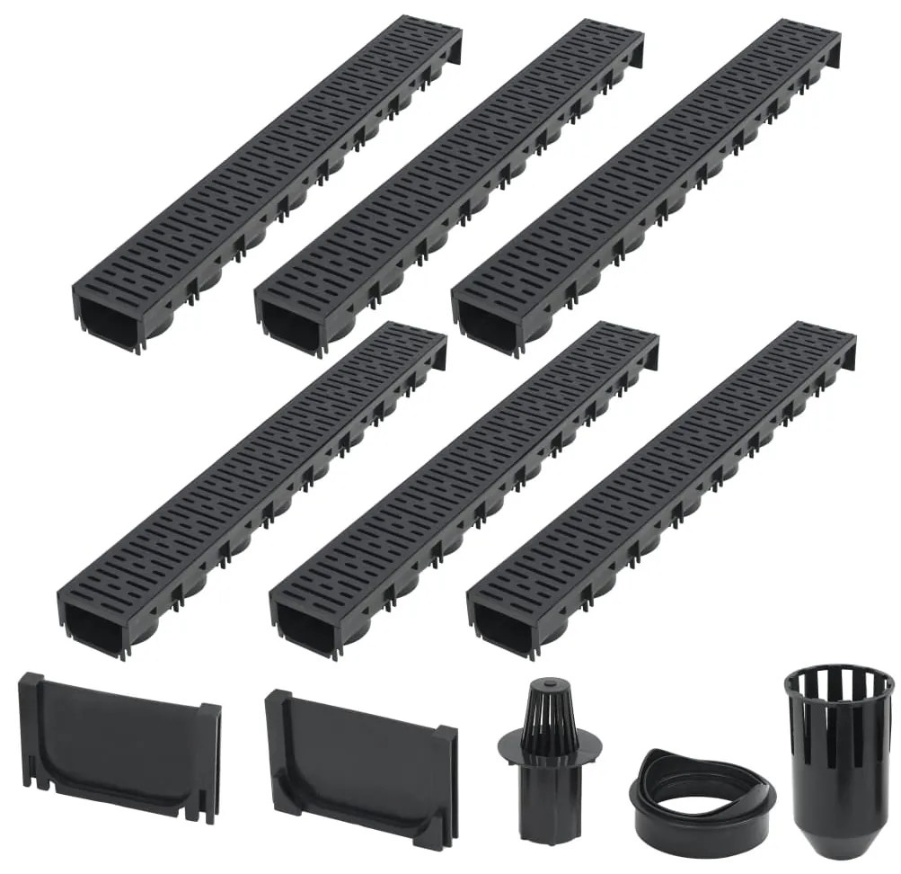 Canais de drenagem 6 pcs plástico 6 m