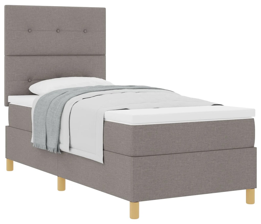 Cama Box Spring com Colchão Taupe 90x200 cm Tecido