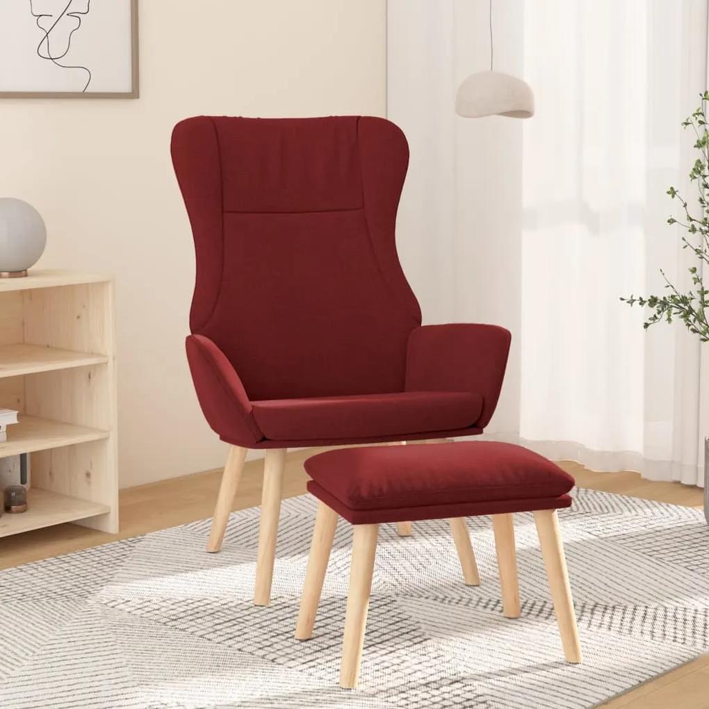 3097890 vidaXL Cadeira de descanso com banco p/ pés tecido vermelho tinto