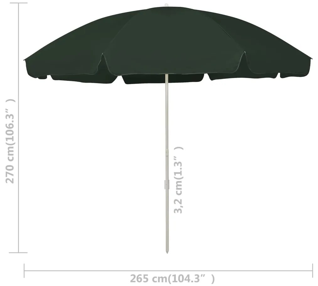 Guarda-sol de praia 300 cm verde