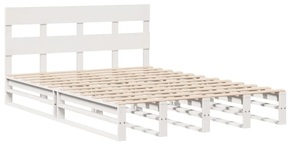 Cama sem colchão 160x200 cm madeira de pinho maciça branco