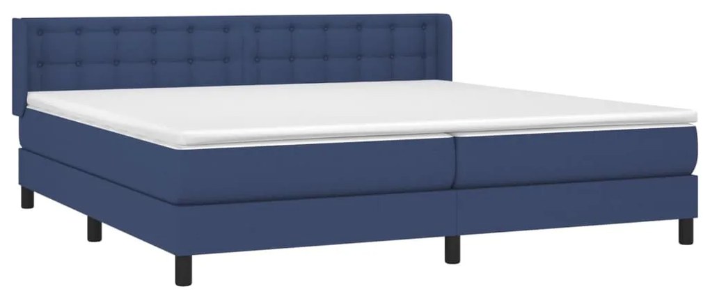 Cama com molas/colchão 200x200 cm tecido azul