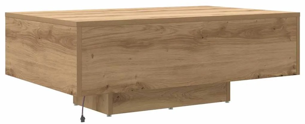 Mesa de centro vidaXL com luzes LED Carvalho Artesanal 85x55x31 cm