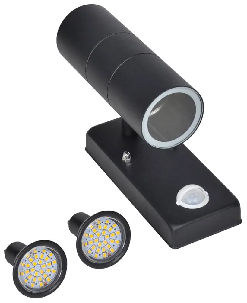 41097 Candeeiro LED de parede forma cilindro com sensor aço preto