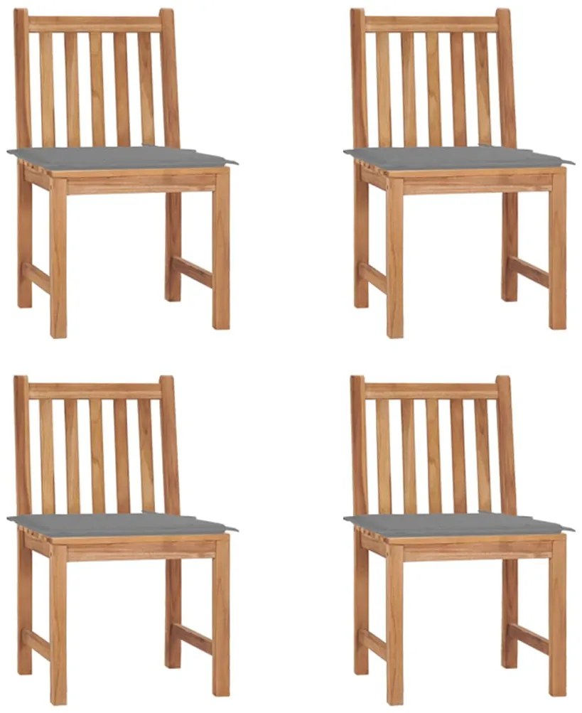 Cadeiras de jardim c/ almofadões 4 pcs madeira de teca maciça