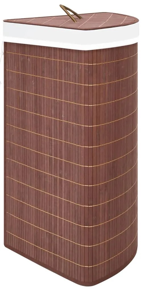 Cesto de canto para roupa suja 60 L bambu castanho