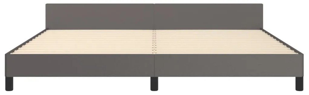 Estrutura cama c/ cabeceira 200x200cm couro artificial cinzento