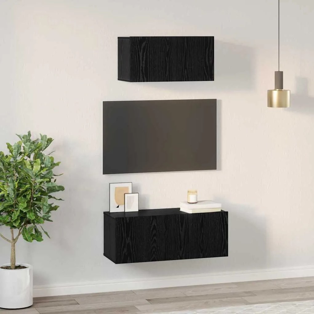 Conjunto de móvel de TV 2 pcs Carvalho preto 80 x 30 x 30 cm