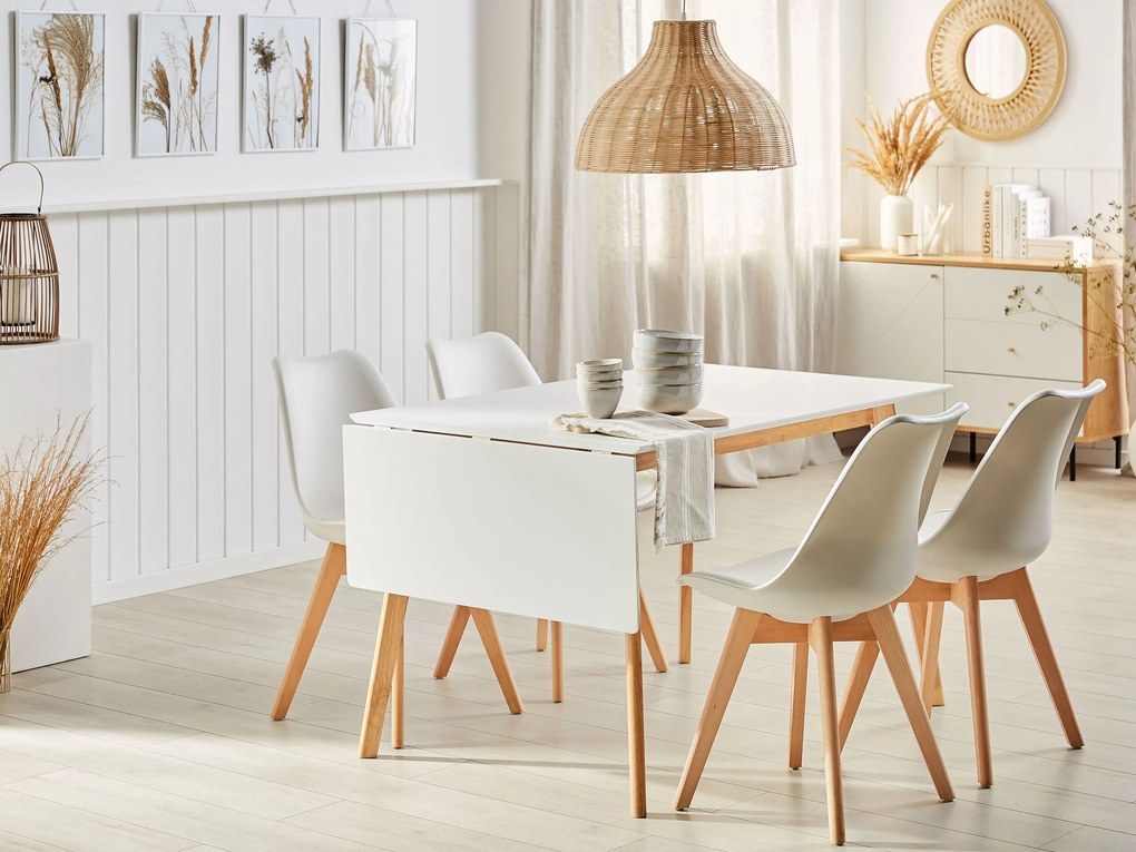 Mesa de jantar extensível 120/155 x 80 cm branca MEDIO Beliani