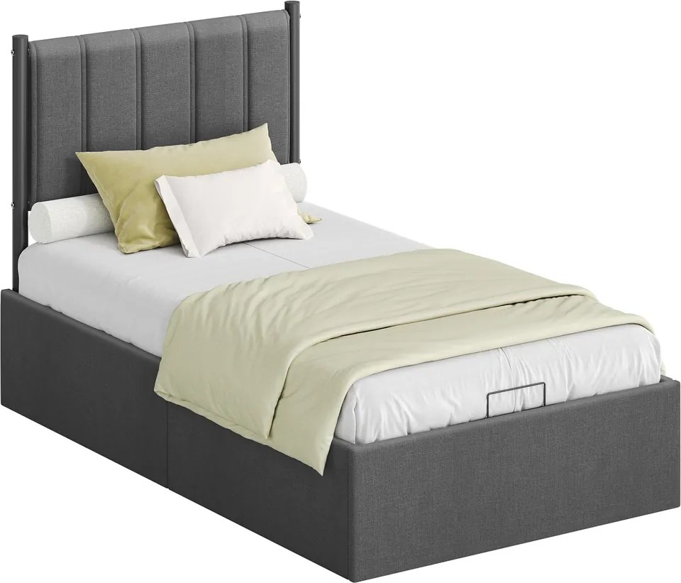 Estrutura da cama, 90 x 200 cm, com base de ripas rebatível (COLCHÃO NÃO INCLUIDO) cinzenta