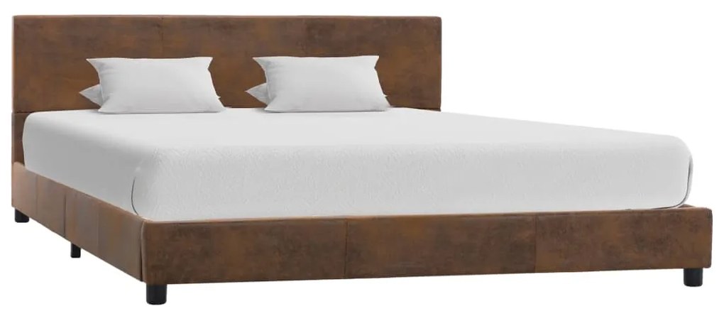 Estrutura de cama 120x200 cm camurça artificial castanho