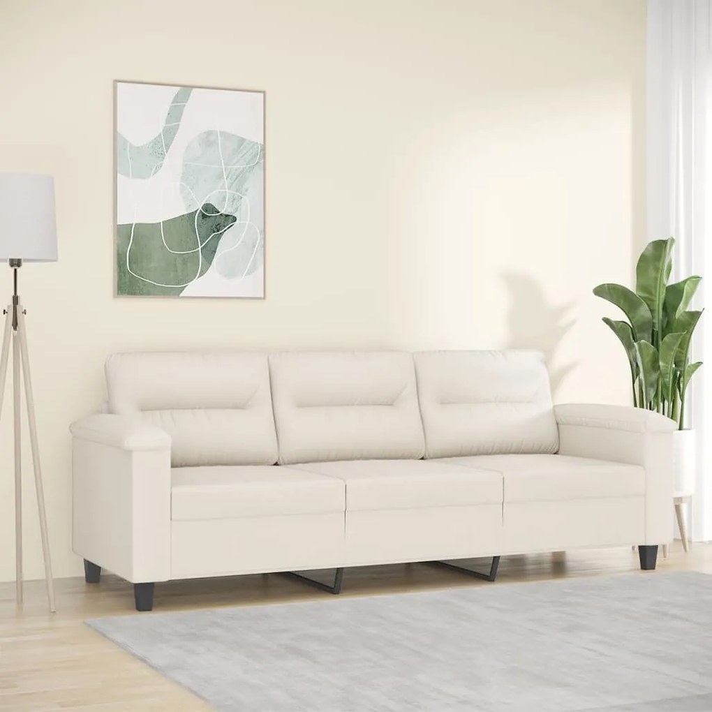 vidaXL Sofá de 3 lugares 180 cm couro artificial cor creme