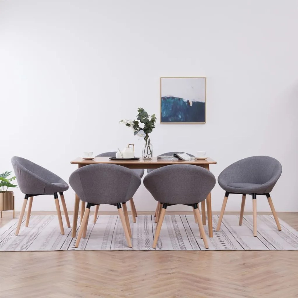 vidaXL Cadeiras de jantar 6 pcs tecido cinzento-claro