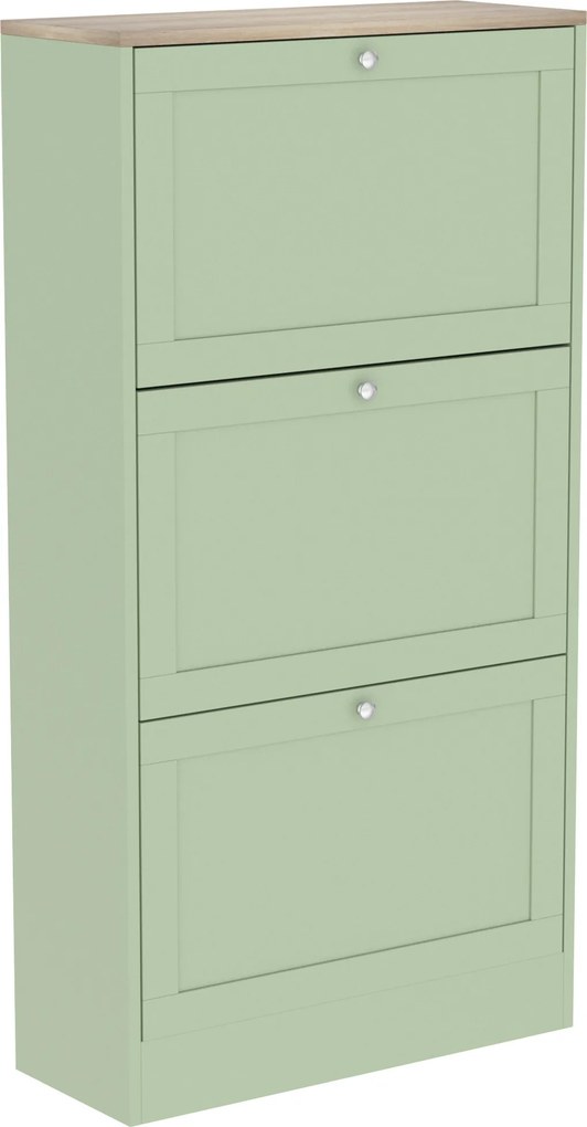 HOMCOM Móvel para Sapatos Estilo Moderno, 3 Portas Basculantes, 18 Pares de Sapatos, 60 x 23,5 x 115 cm, Verde | Aosom Portugal