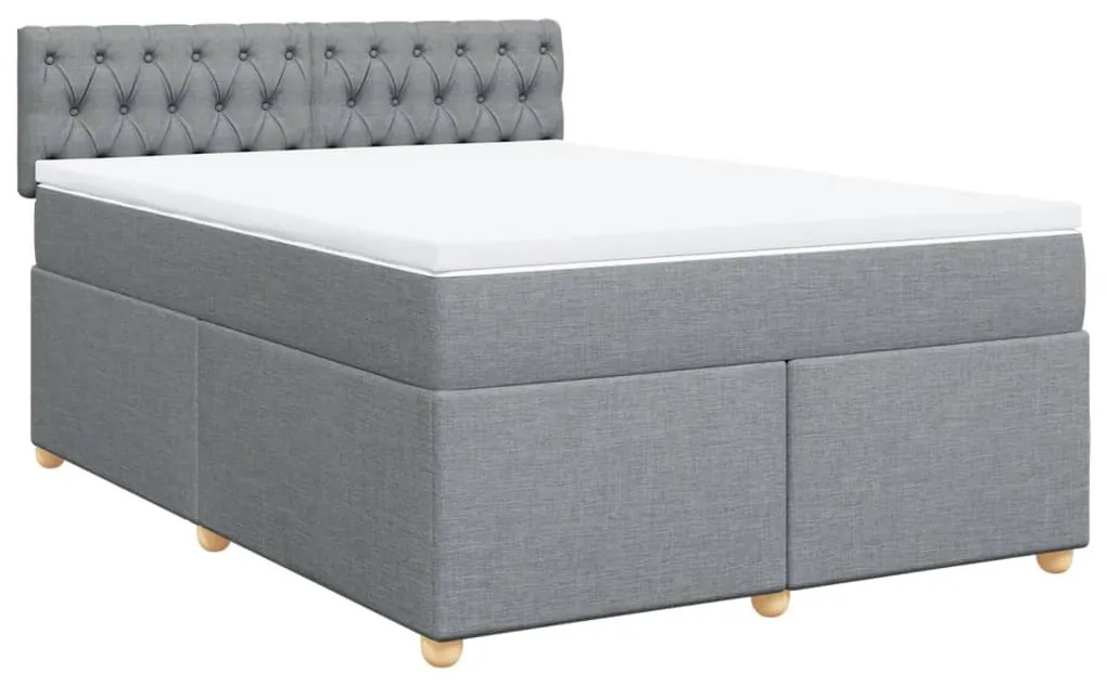 Cama com molas/colchão 140x190 cm tecido cinzento-claro