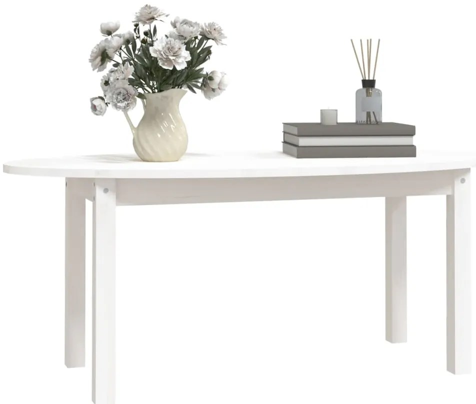 Mesa de centro 110x55x45 cm madeira de pinho maciça branco