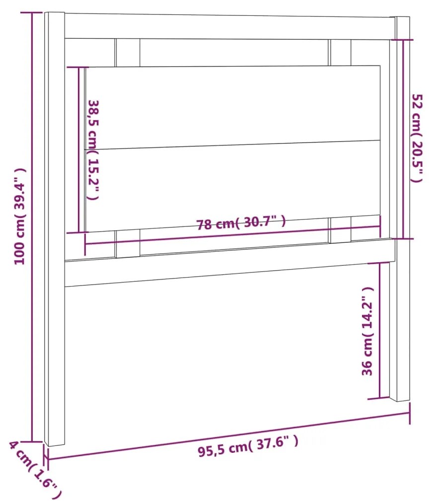 Cabeceira de cama 95,5x4x100 cm pinho maciço cinzento