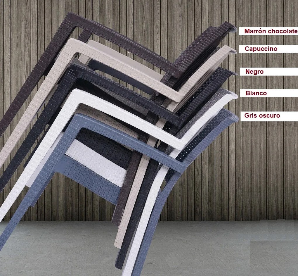 Conjunto de 4 Cadeiras de Jardim – LIDO – 58x55x87 cm – Branco – Empil