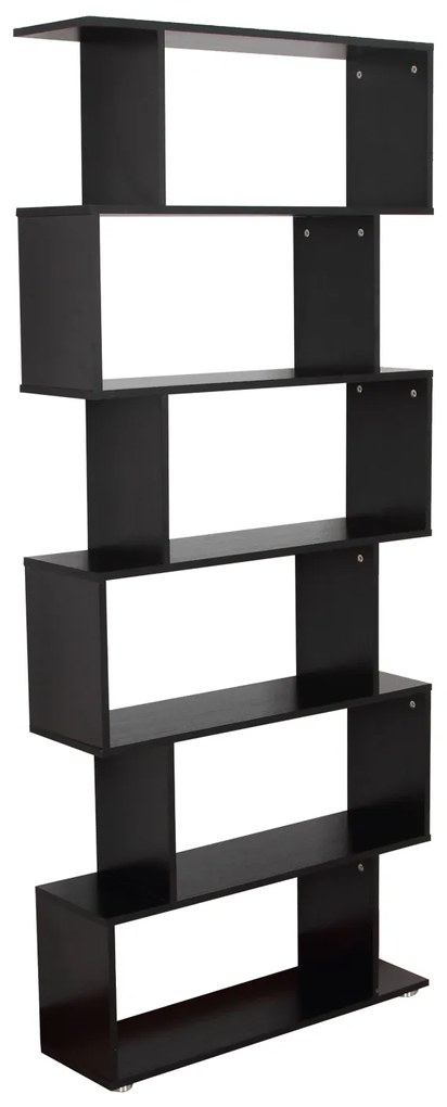 Estante com 6 Prateleiras para Livros - Cor: Preto – Material: Madeira - Dimensões 80 x 25 x 192 cm