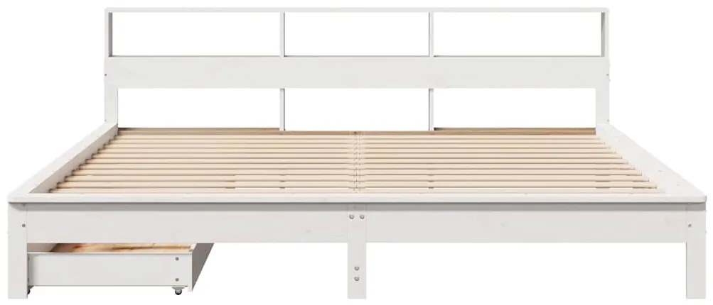 Cama com estante sem colchão 200x200 cm pinho maciço branco