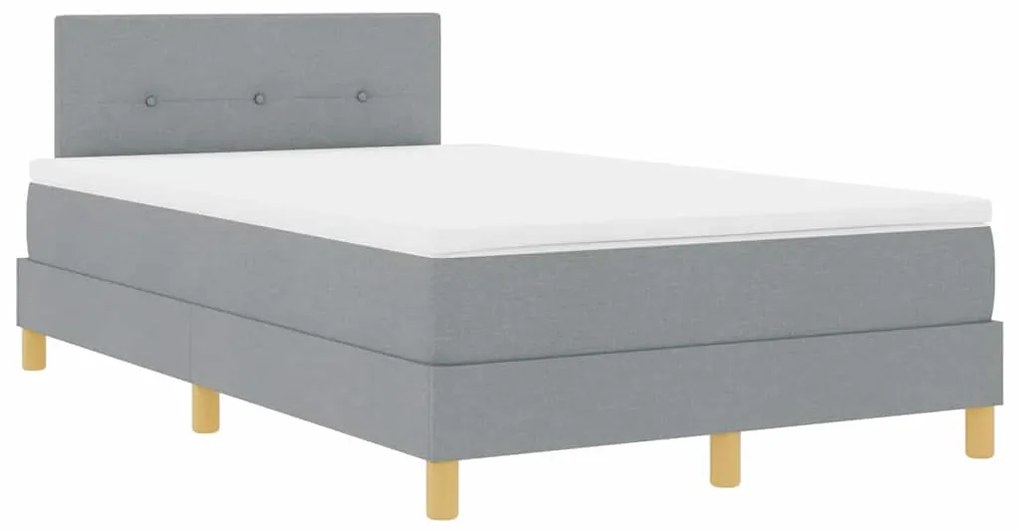 Cama Box Spring com Colchão &amp; LED Cinza Claro 120x200 cm Tecido