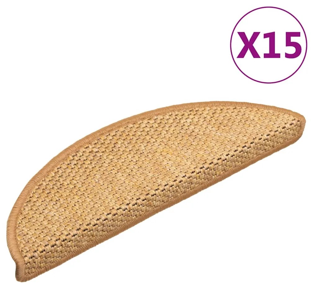 Tapetes escada adesivos aspeto sisal 15 pcs cor de sisal