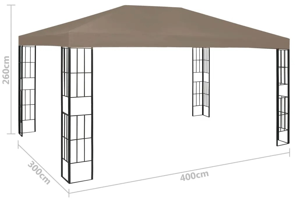Gazebo 4x3 m cinzento-acastanhado