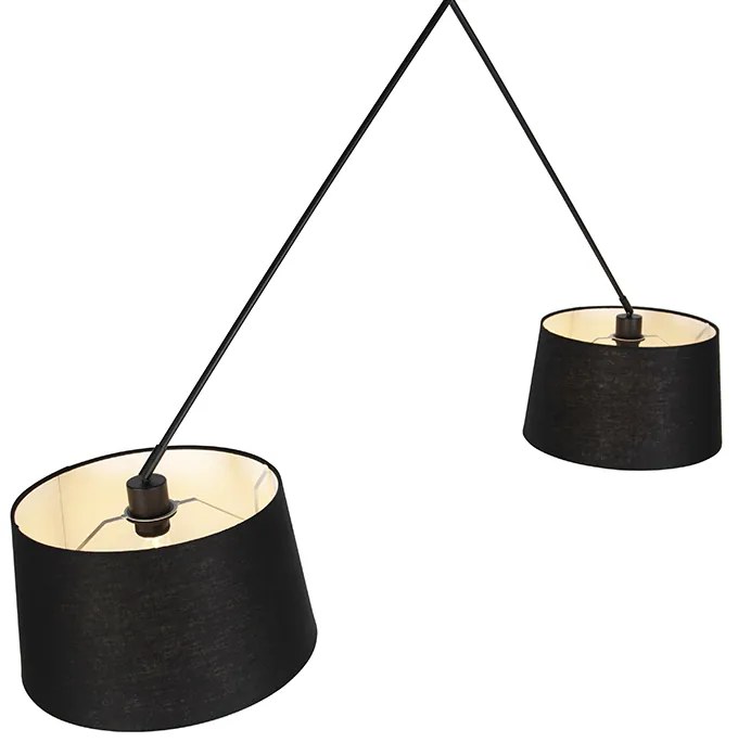 Candeeiro de suspensão preto com abajures de linho preto 35 cm 2-luzes - Blitz Moderno