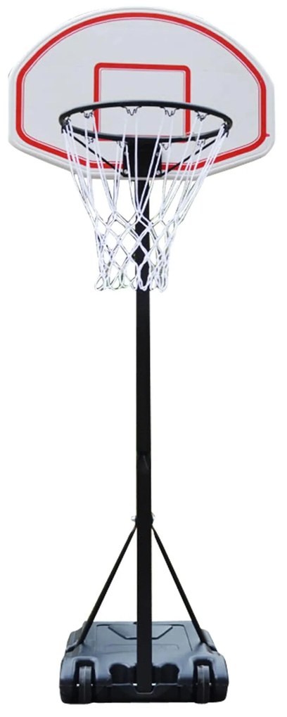 HOMCOM  Tabela de basquetebol dobrável e ajustável em altura 150-210 cm branco preto e vermelho   |Aosom Portugal