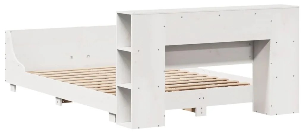 Cama sem colchão 150x200 cm madeira de pinho maciça branco
