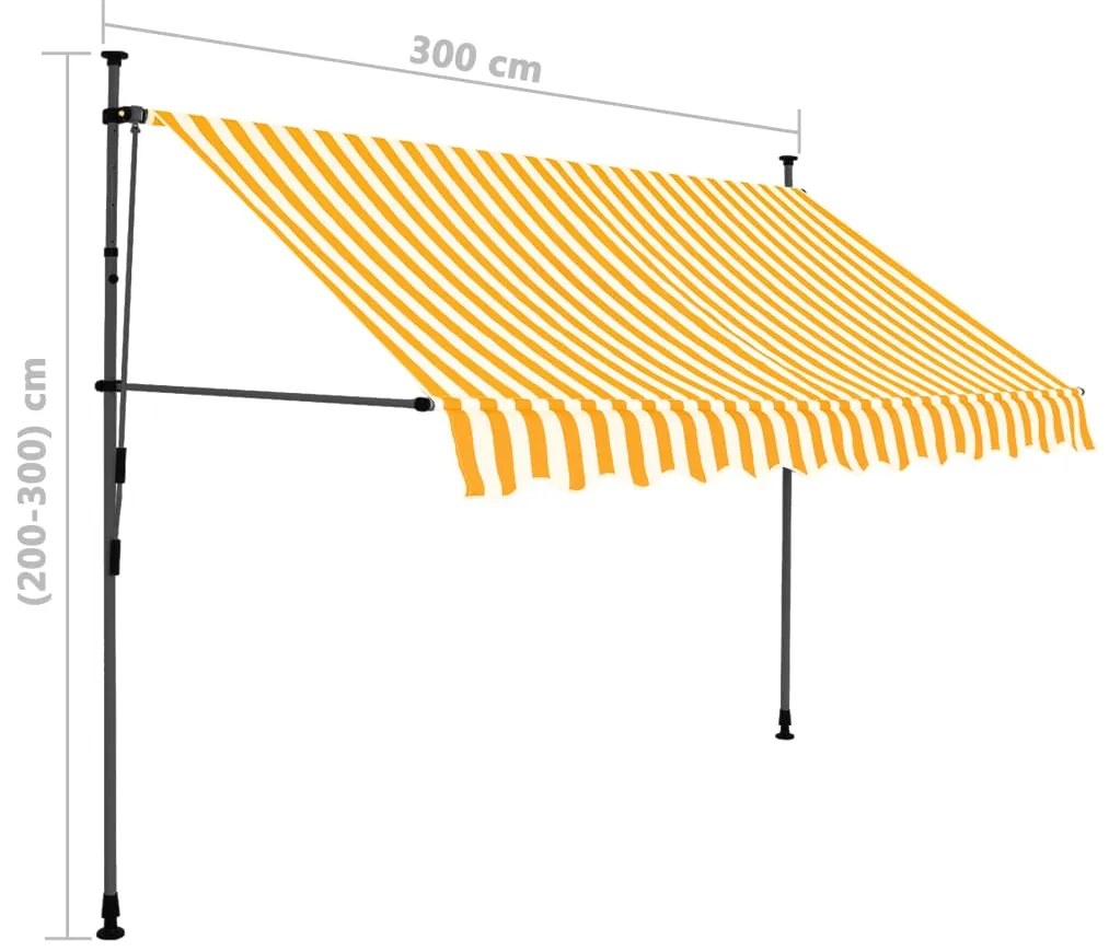 Toldo retrátil manual com LED 300 cm branco e laranja