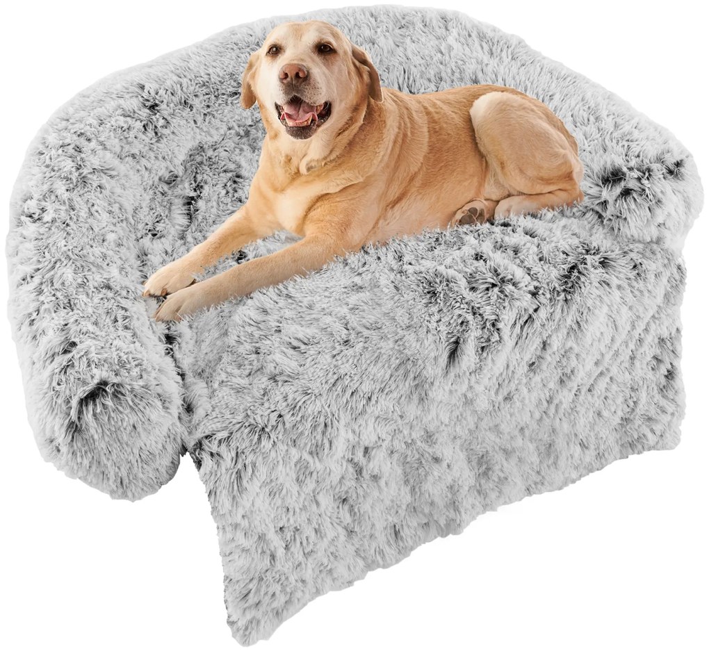 Capa protetora para sofá Fluffy Dog Mat com capa removível e lavável e fundo antiderrapante - Branco - M