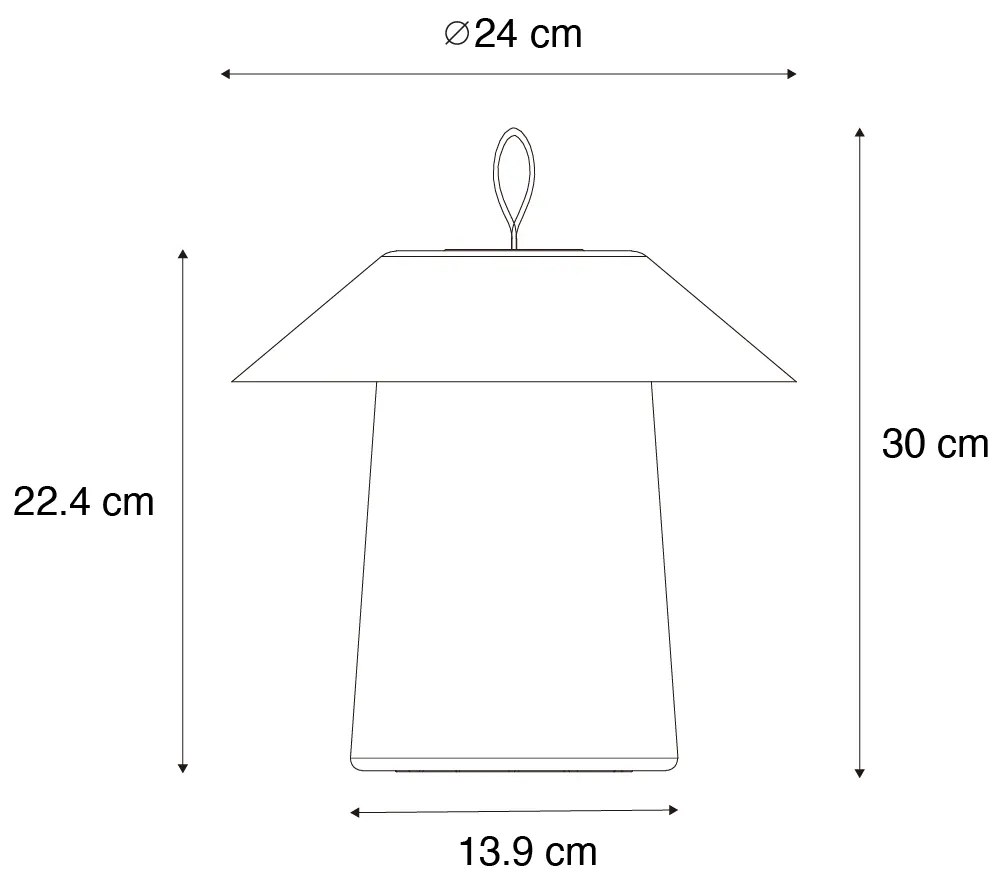 Candeeiro de mesa preto com LED recarregável regulável em 3 níveis - Ivan Design