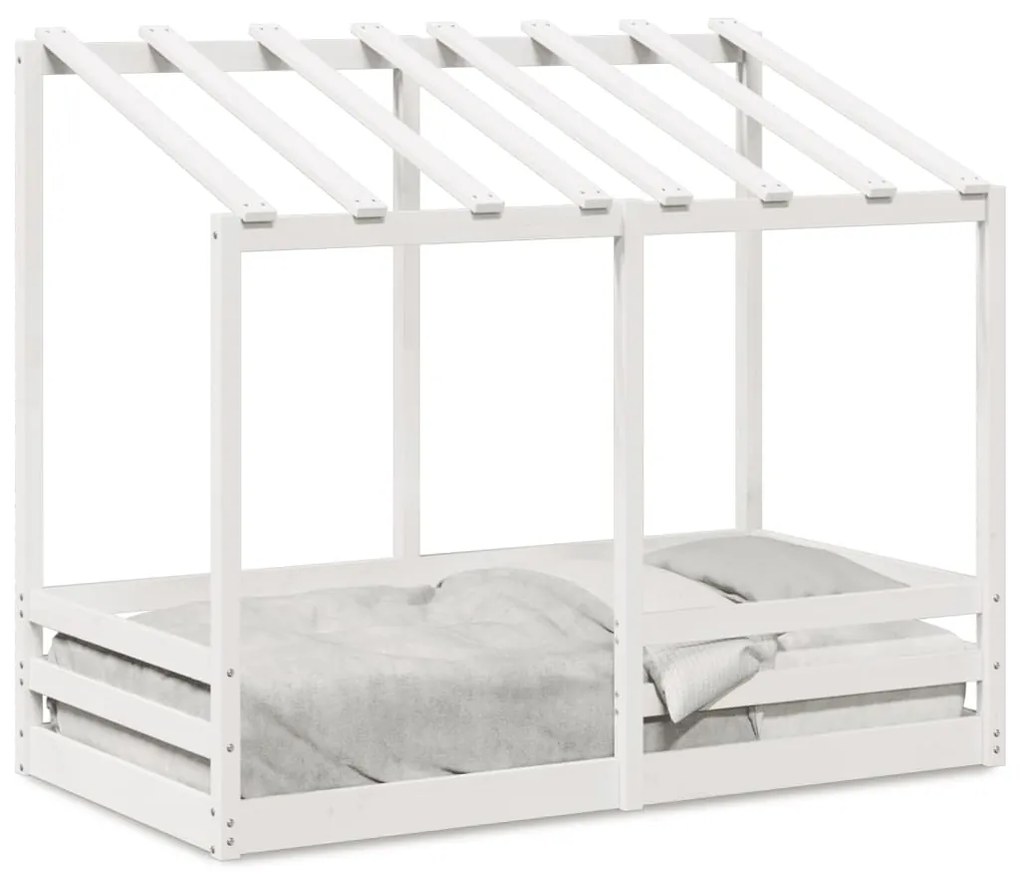 Cama infantil com telhado 70x140 cm pinho maciço branco