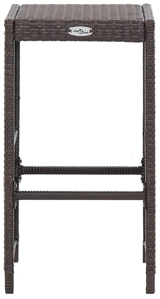 7 pcs conjunto bar para jardim c/ almofadões vime PE castanho