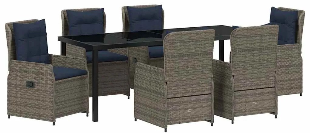 Conjunto de Jantar de Jardim 7 Peças Cinza Polyrattan