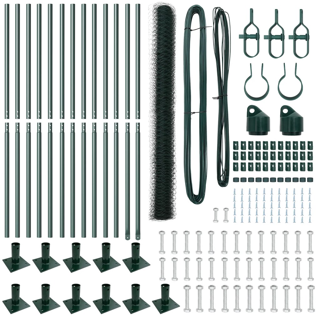 Conjunto de Cerca Conjunto de 2 Verde Metal 25 x 1,5 m Durável