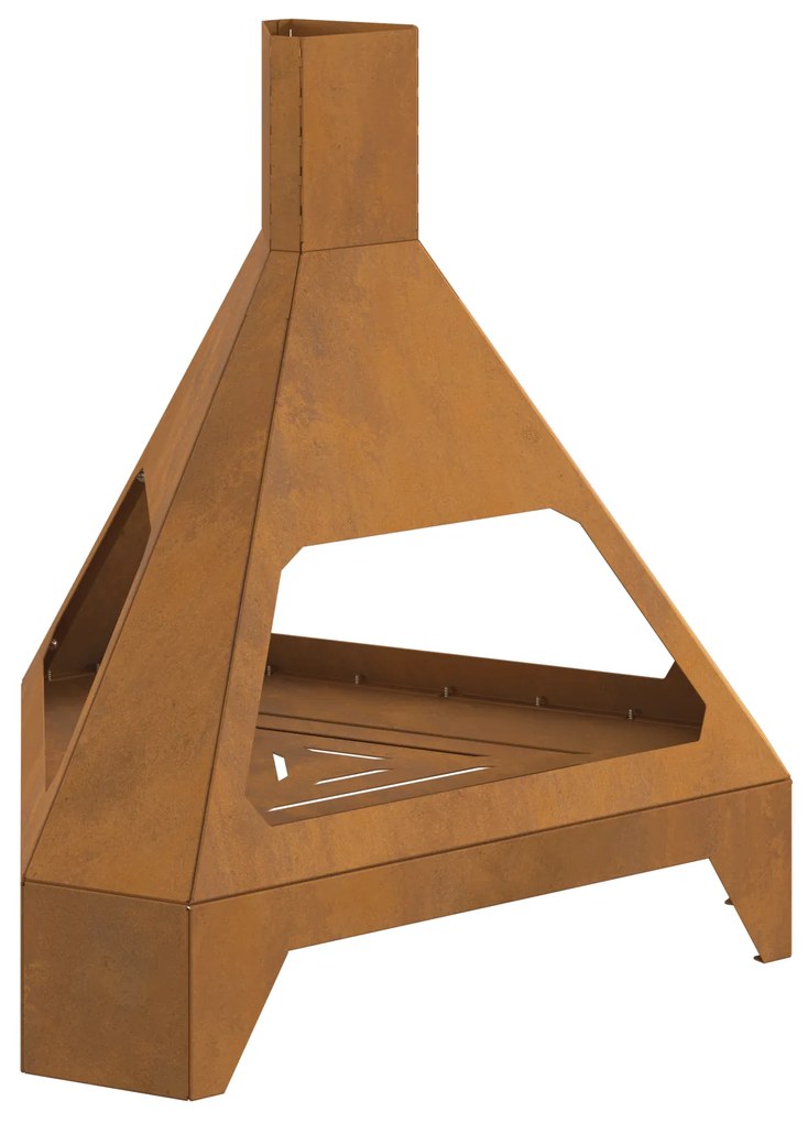 vidaXL Fogo com Chaminé 50x43x52 cm Aço Envelhecido
